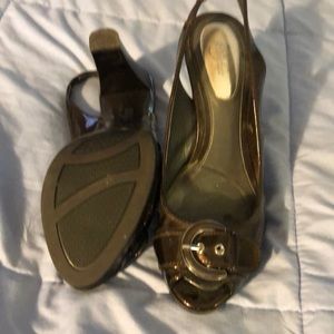 Metallic brown heels